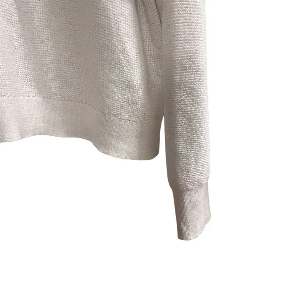 Michael Kors Women's White Ribbed Hoodie Sweater Size M‎ Pullover